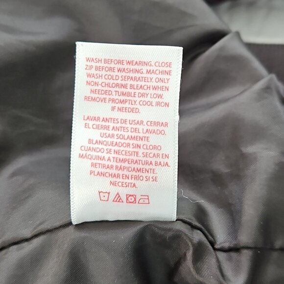 Women's Full Zip Puffer Jacket 3X (22W-24W) Maroon Plaid EUC Snap Pockets LS - Picture 9 of 14